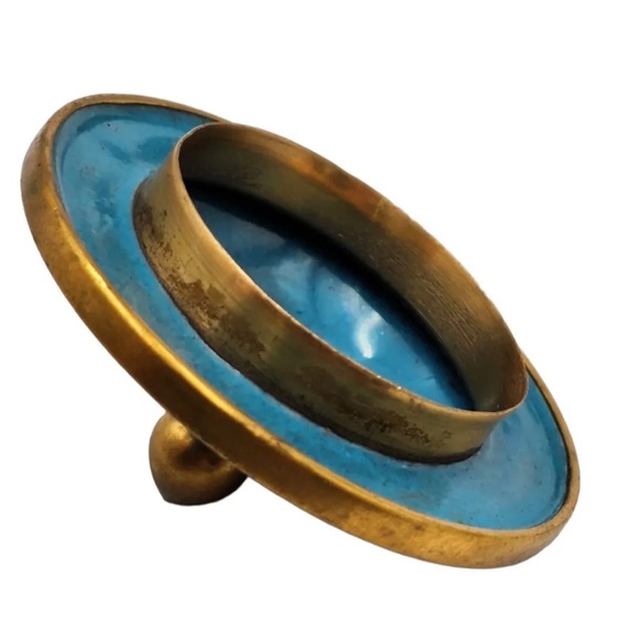 Vintage Dark Red Peony Design Chinese Brass Cloisonné Ginger/Tea Jar * Pristine - Picture 9 of 11